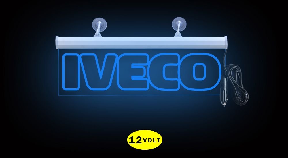 Iveco Ön Cam Işıklı Yazı 35 cm Mavi 12 volt