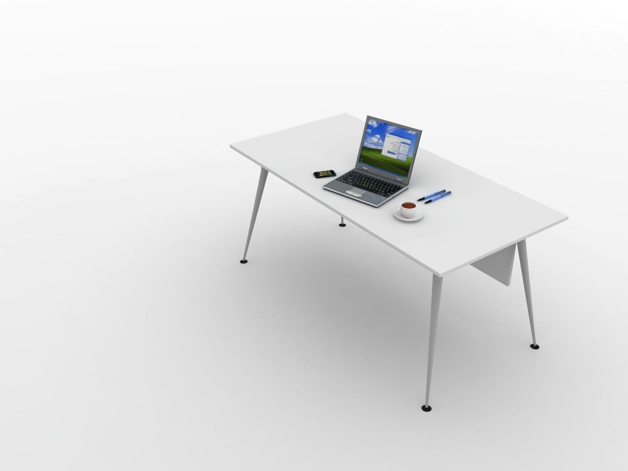 Kenyap 820930 Sera Metal Ayaklı Ofis Masası-160 cm-Beyaz- Tip 3