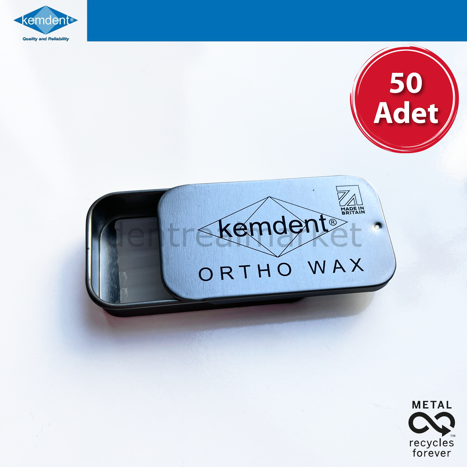 Orthodonti Mumu - Diş Teli Mumu - Ortho Wax 50'li Metal Kutu