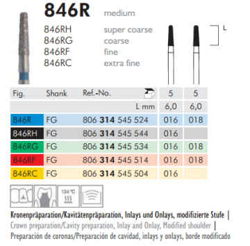 846R Sentetik Elmas Frez - 5 Adet - Konik