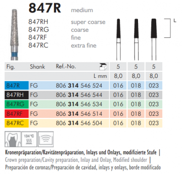 847R Sentetik Elmas Frez 5 Adet - Konik