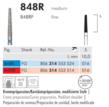 848R Sentetik Elmas Frez - 5 Adet - Konik