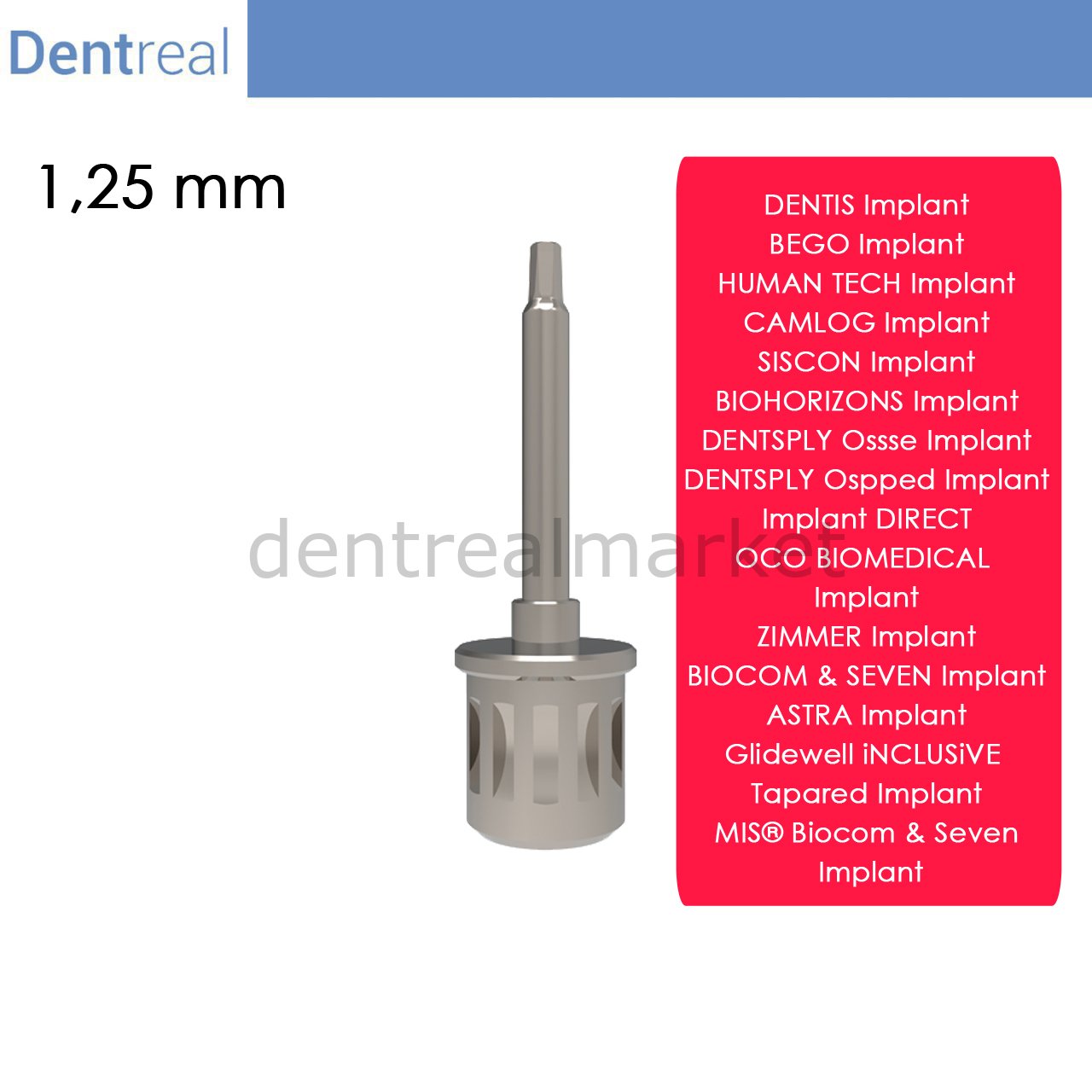 Bego Implant için Screwdriver 1,25 mm