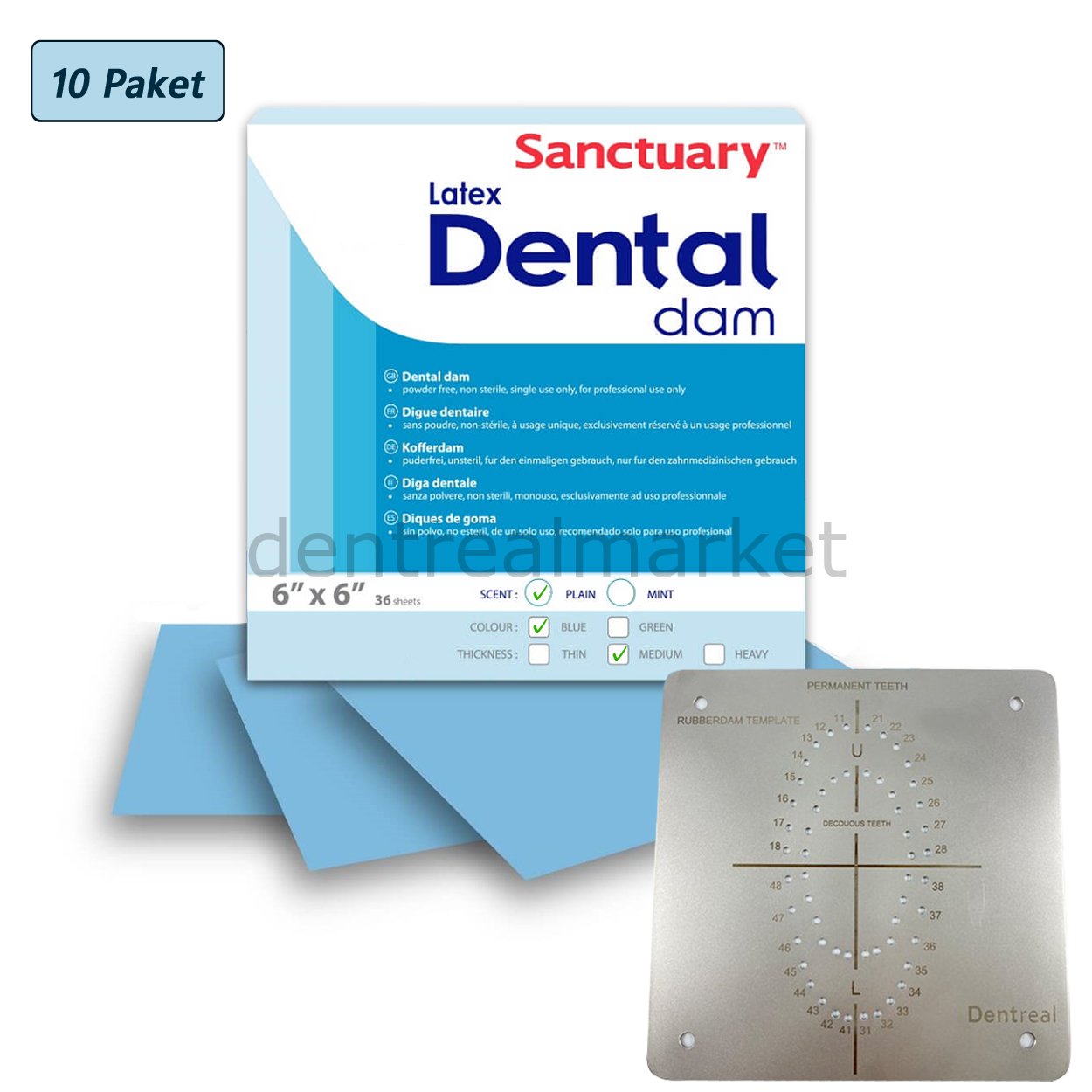 Dental Dam Rubberdam Lastigi Mavi 10 Paket