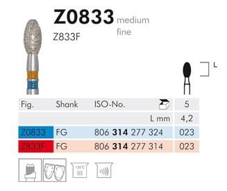 Z0833 Zirkon İçin Elmas Frez - 2 Adet