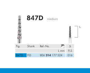 847D Sentetik Elmas Frez - 5 Adet - Konik