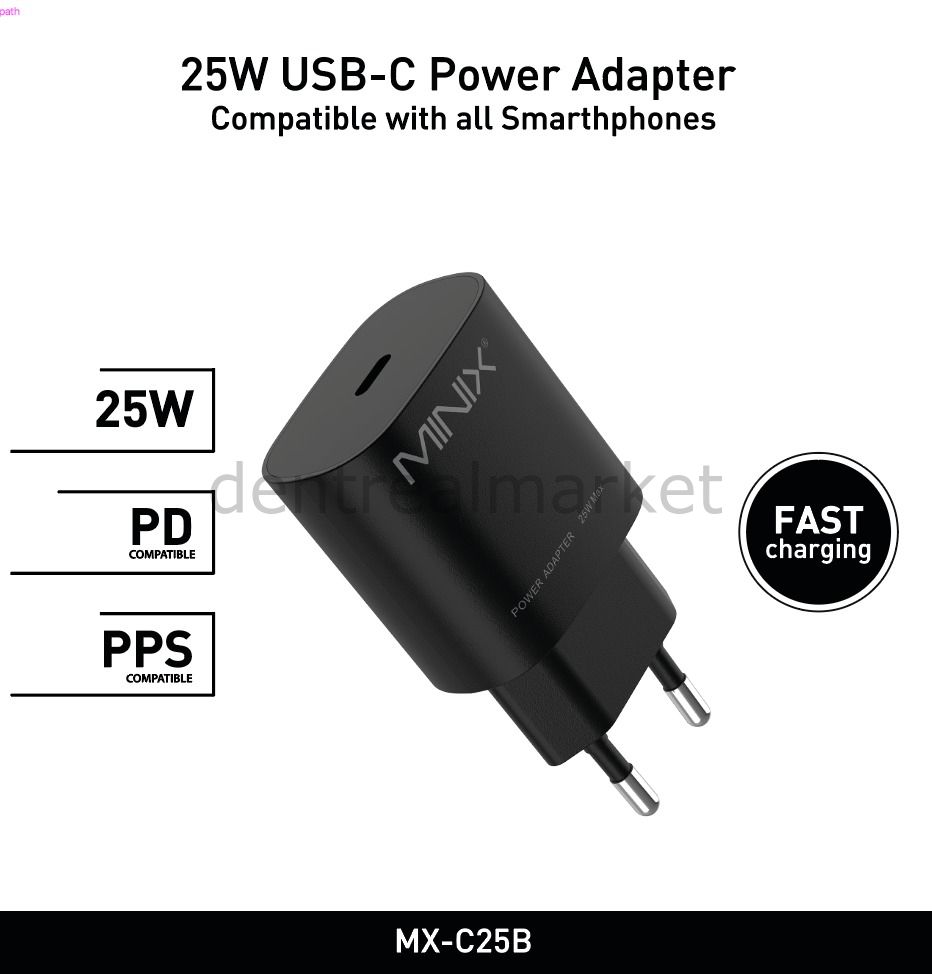 25W USB-C Adaptör Siyah