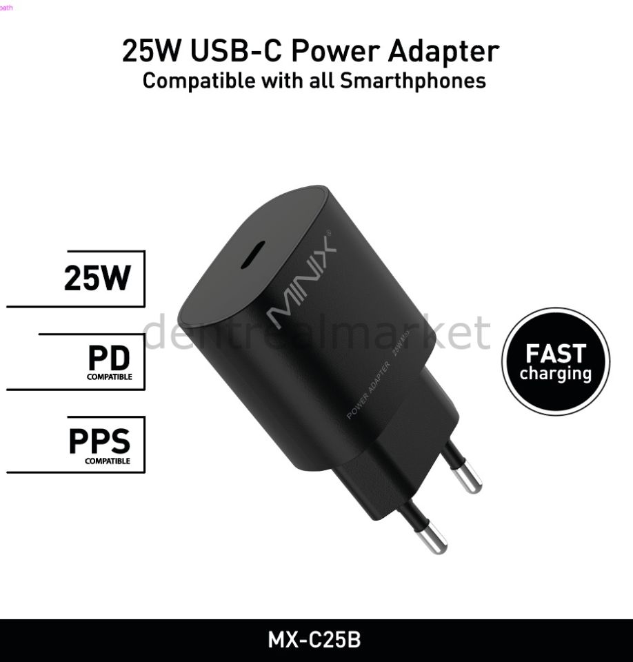25W USB-C Adaptör Siyah
