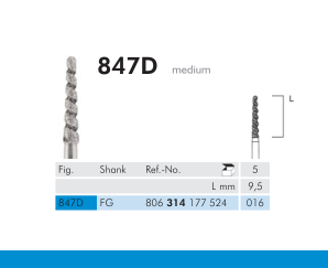 848D Sentetik Elmas Frez - 5 Adet - Konik