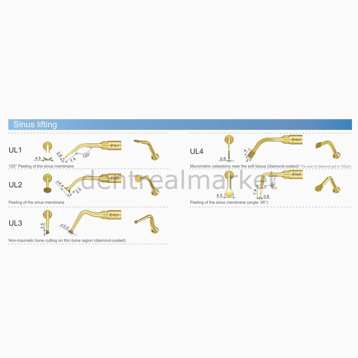 Ultrasurgery Sinus Lifting Uçları - Woodpecker / Mectron / Ems