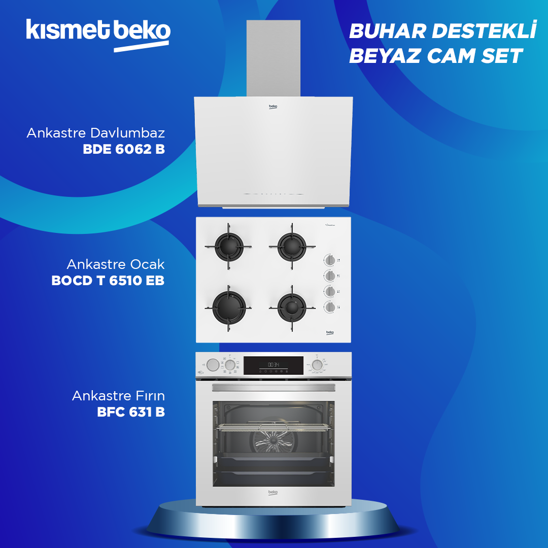 BUHAR DESTEKLİ FİTFRY BEYAZ CAM SET