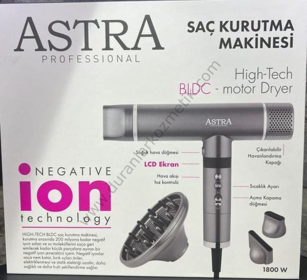 Astra negative ion technology fön makinası 1800 watt gri