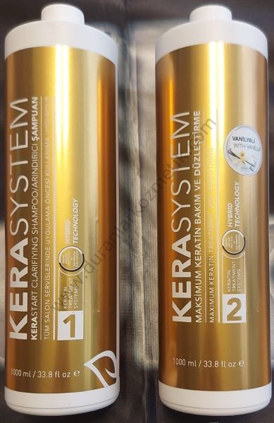 Kera System keratin ve arındırıcı şampuan 1000 ml set no 1 no 2 vanily