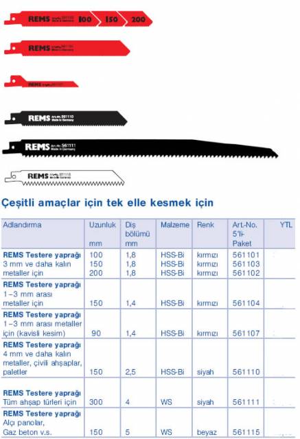 Testere Yaprağı 100 mm (Art-561101) 5'li Paket Fiyatıdır