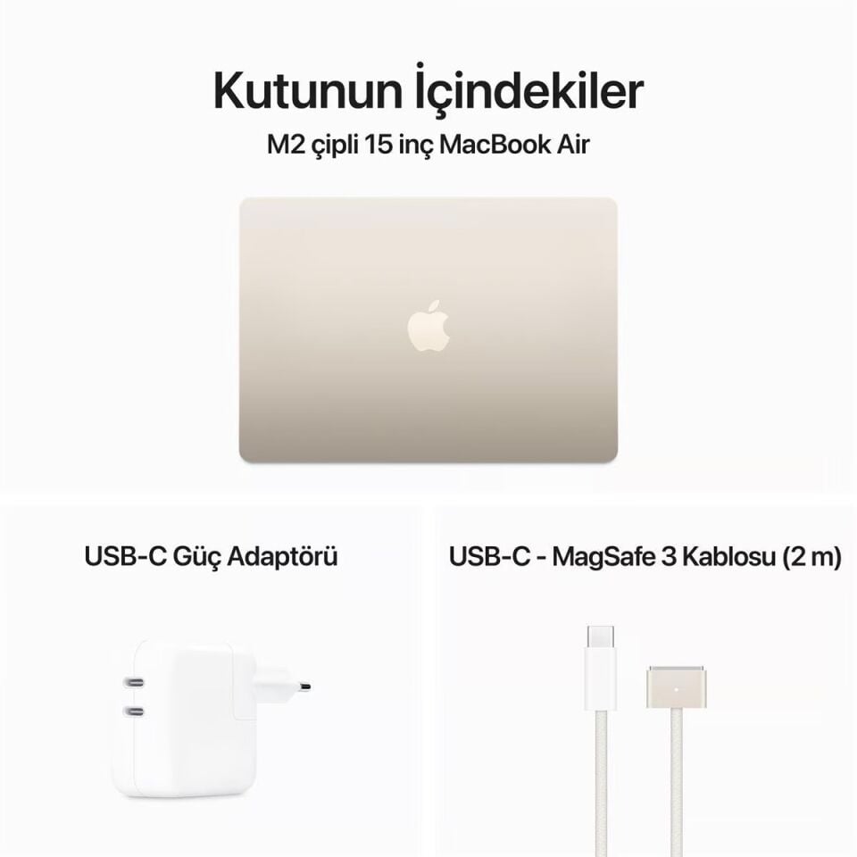 MacBook Air 15.3 inç M2 8C 10GPU 8 GB RAM 256 GB SSD Yıldız Işığı (MQKU3TU/A)