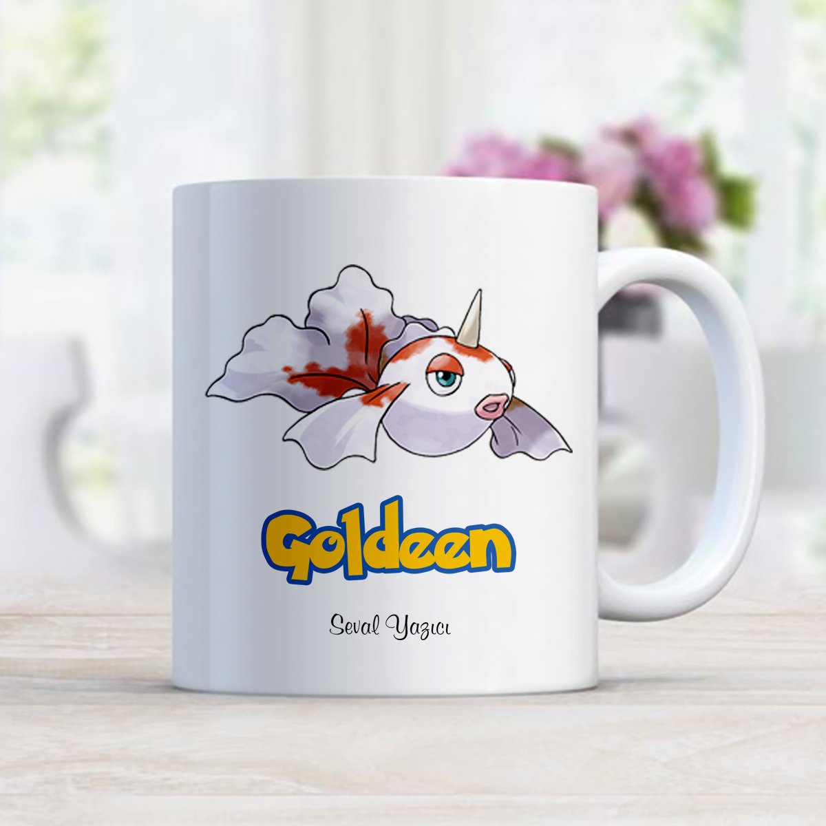 Kişiye Özel Pokemon Goldeen Beyaz Kupa Bardak