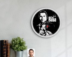 Kişiye Özel Godfather Baba Silüet Tasarımlı 45cm Ahşap Duvar Saati-3