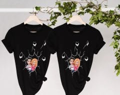 BK Gift Kişiye Özel Sevgililer Karikatürlü İkili Siyah T-shirt Seti, Sevgililer Hediye, Çift Hediyesi, Yıl Dönümü Hediyesi, Kişiye Özel Tişört-17