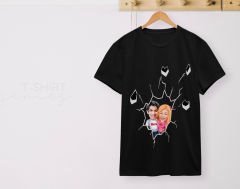 BK Gift Kişiye Özel Sevgililer Karikatürlü İkili Siyah T-shirt Seti, Sevgililer Hediye, Çift Hediyesi, Yıl Dönümü Hediyesi, Kişiye Özel Tişört-17