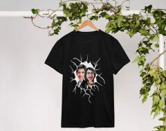 BK Gift Kişiye Özel Sevgililer Karikatürlü İkili Siyah T-shirt Seti, Sevgililer Hediye, Çift Hediyesi, Yıl Dönümü Hediyesi, Kişiye Özel Tişört-18