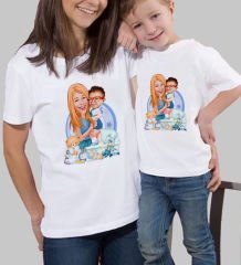 BK Gift 2’li Kişiye Özel Anne-Oğul Karikatürlü Kombin Tişört Seti, Anneye Hediye, Anneler Günü Hediyeleri