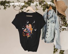 BK Gift Kişiye Özel Sevgililer Karikatürlü İkili Siyah T-shirt Seti, Sevgililer Hediye, Çift Hediyesi, Yıl Dönümü Hediyesi, Kişiye Özel Tişört-23