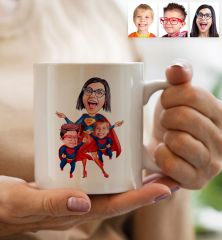 BK Gift Kişiye Özel Fotoğraflı Pembe Süper Anne Bebek Yastık ve Kupa Bardak Hediye Seti-3, Anneye Hediye, Anneler Günü Hediyeleri
