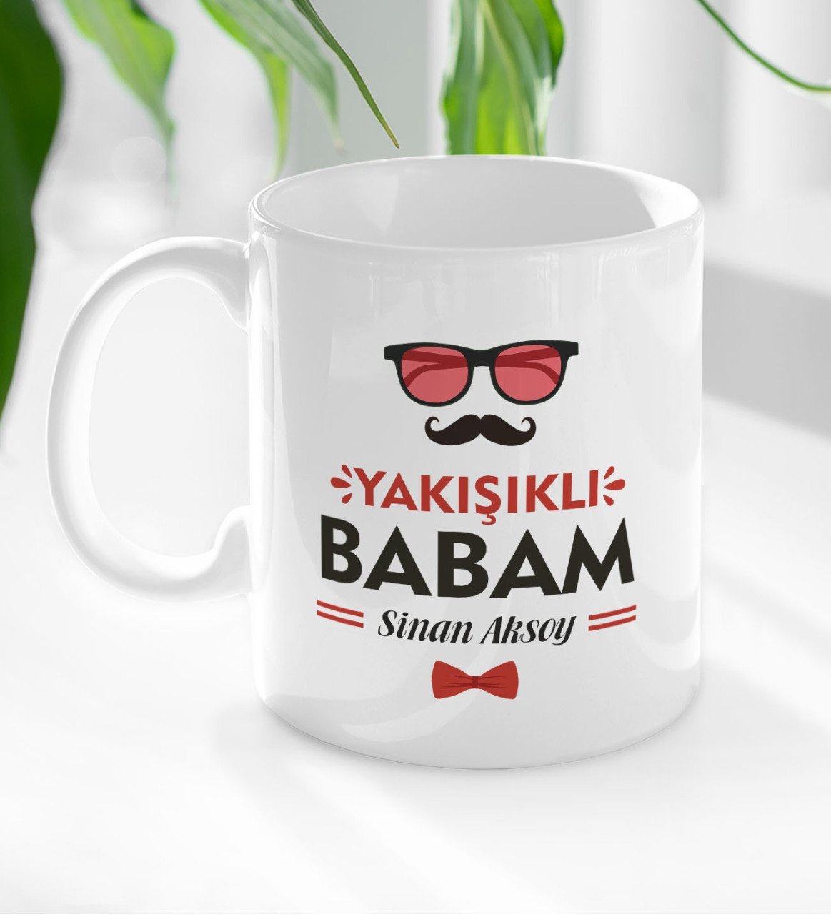 Kişiye Özel Yakışıklı Babam Tasarımlı Beyaz Kupa Bardak - Model 3