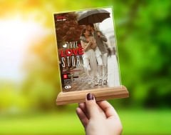 BK Gift Sevgililere Özel Romantik Film Afişi Tasarımlı Ahşap Standlı Dikdörtgen Pleksi, Sevgiliye Hediye , Yıl Dönümü Hediyesi