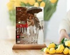 BK Gift Sevgililere Özel Romantik Film Afişi Tasarımlı Ahşap Standlı Dikdörtgen Pleksi, Sevgiliye Hediye , Yıl Dönümü Hediyesi