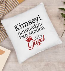 BK Gift Kimseyi Tanımadım Ben Tasarımlı Beyaz Kırlent Yastık, Arkadaşa Hediye, Ev Dekorasyonu, Ev Hediyesi-4