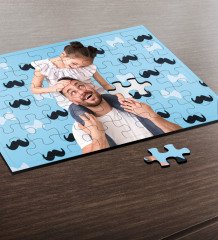 Babalar Gününe Özel Fotoğraflı 48 Parça Ahşap Puzzle - 1