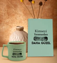 BK Gift Kimseyi Tanımadım Ben Atatürk Temalı Su Yeşili Sert Kapaklı Defter ve Middle Kupa Seti-1, Arkadaşa Hediye, Yeni İş Hediyesi, Doğum Günü Hediyesi