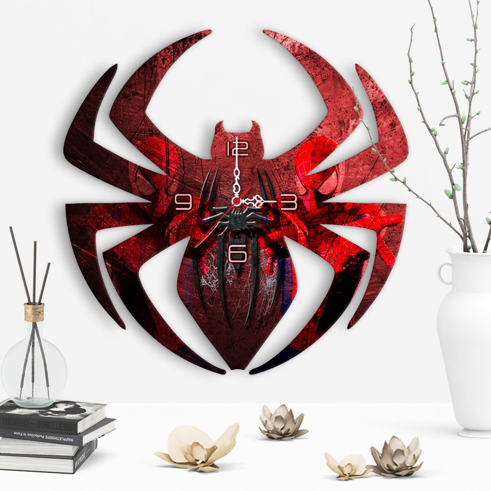 Örümcek Adam Tasarımlı Dekoratif Ahşap Duvar Saati - 2