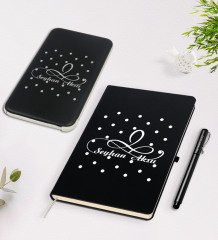 Kişiye Özel İsimli Siyah Defter Kalem 5.000 Mah Powerbank Hediye Seti-4