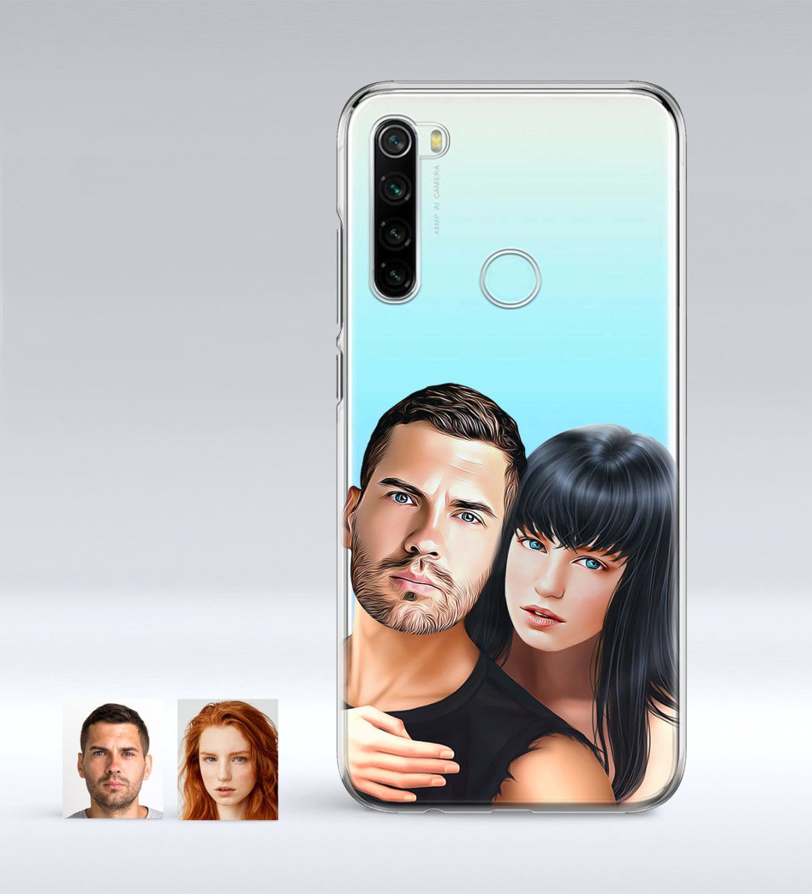 Kişiye Özel Sevgililer Karikatürlü Xiaomi Redmi Note 8 İnce Şeffaf Silikon Telefon Kapağı-37