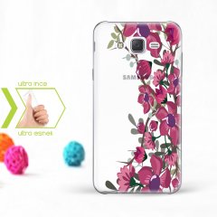Kişiye Özel Samsung Galaxy J7 İnce Şeffaf Silikon Telefon Kapağı (Çiçek Temalı-17)