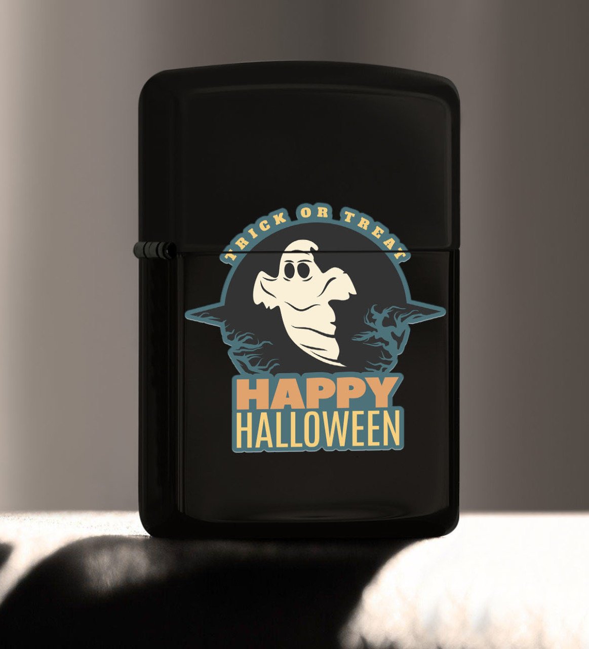 BK Gift Happy Halloween Tasarımlı Renkli Baskılı Siyah Benzinli Metal Çakmak-7