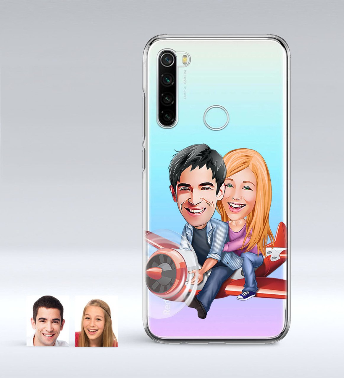 Kişiye Özel Sevgililer Karikatürlü Xiaomi Redmi Note 8 İnce Şeffaf Silikon Telefon Kapağı-11