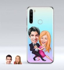 Kişiye Özel Sevgililer Karikatürlü Xiaomi Redmi Note 8 İnce Şeffaf Silikon Telefon Kapağı-13