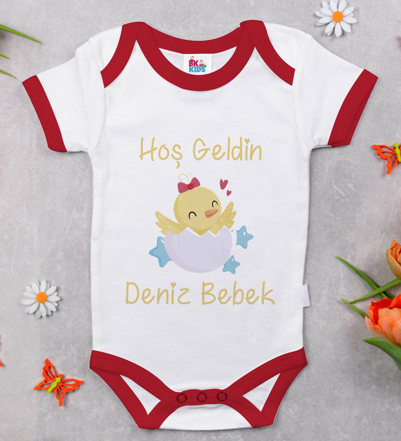 BK Kids Hoş Geldin Bebek Tasarımlı Kırmızı Bebek Body Zıbın-2