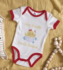 BK Kids Hoş Geldin Bebek Tasarımlı Kırmızı Bebek Body Zıbın-2