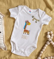 BK Kids Kişiye Özel İsimli Beyaz Bebek Body Zıbın ve Erkek Bebek İğnesi Hediye Seti-17