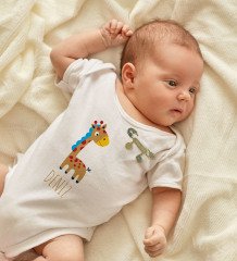BK Kids Kişiye Özel İsimli Beyaz Bebek Body Zıbın ve Erkek Bebek İğnesi Hediye Seti-17