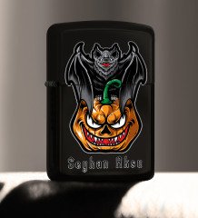 Kişiye Özel Happy Halloween Tasarımlı Renkli Baskılı Siyah Benzinli Metal Çakmak-6