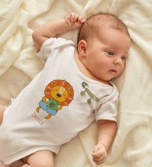 BK Kids Kişiye Özel İsimli Beyaz Bebek Body Zıbın ve Erkek Bebek İğnesi Hediye Seti-23