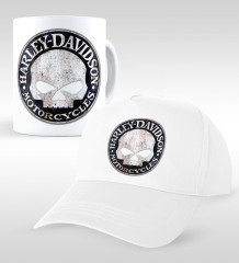 Harley Davidson Beyaz Kupa ve Şapka Seti-2