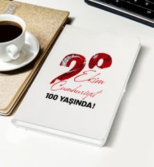 BK Gift 29 Ekim Temalı Beyaz Defter-8, Arkadaşa Hediye , 29 Ekim Hediyesi, 100.Yıl Hediyesi