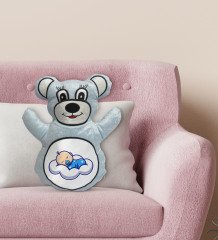 BK Gift Uyuyan Bebek Tasarımlı Mavi Ayıcık Yastık-1
