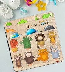 BK Toys Çocuklar İçin 4’lü Ahşap Figürlü Eğitici-Öğretici Yapboz Puzzle-4